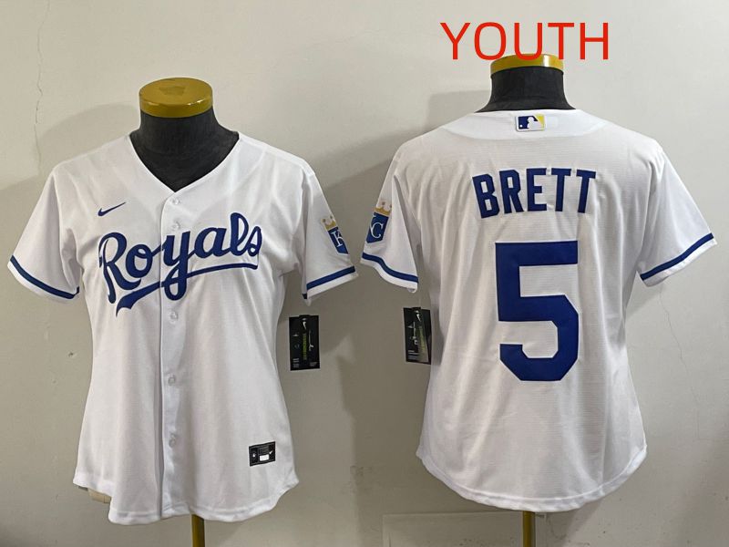 Youth Kansas City Royals #5 Brett White Game Nike MLB Jersey style 001